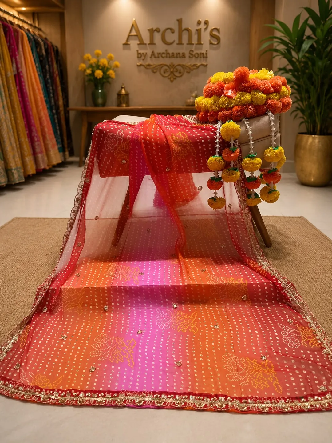 Sunset Bandhani Ombré Dupatta — Dupatta by Aarchi's by Archana Soni