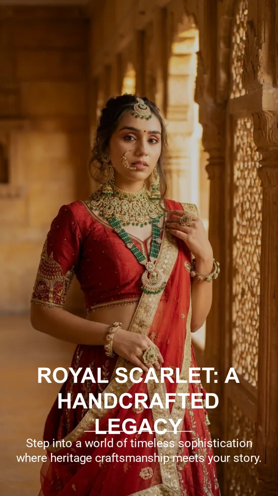 Royal Scarlet, a handcrafted legacy — custom bridal lehenga by Aarchi's, Ahmedabad